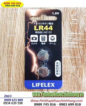 LIFELEX LR44, Pin cúc áo 1.5v Alkaline LIFELEX LR44 /Thị trường nội địa Nhật /Vỉ 2viên